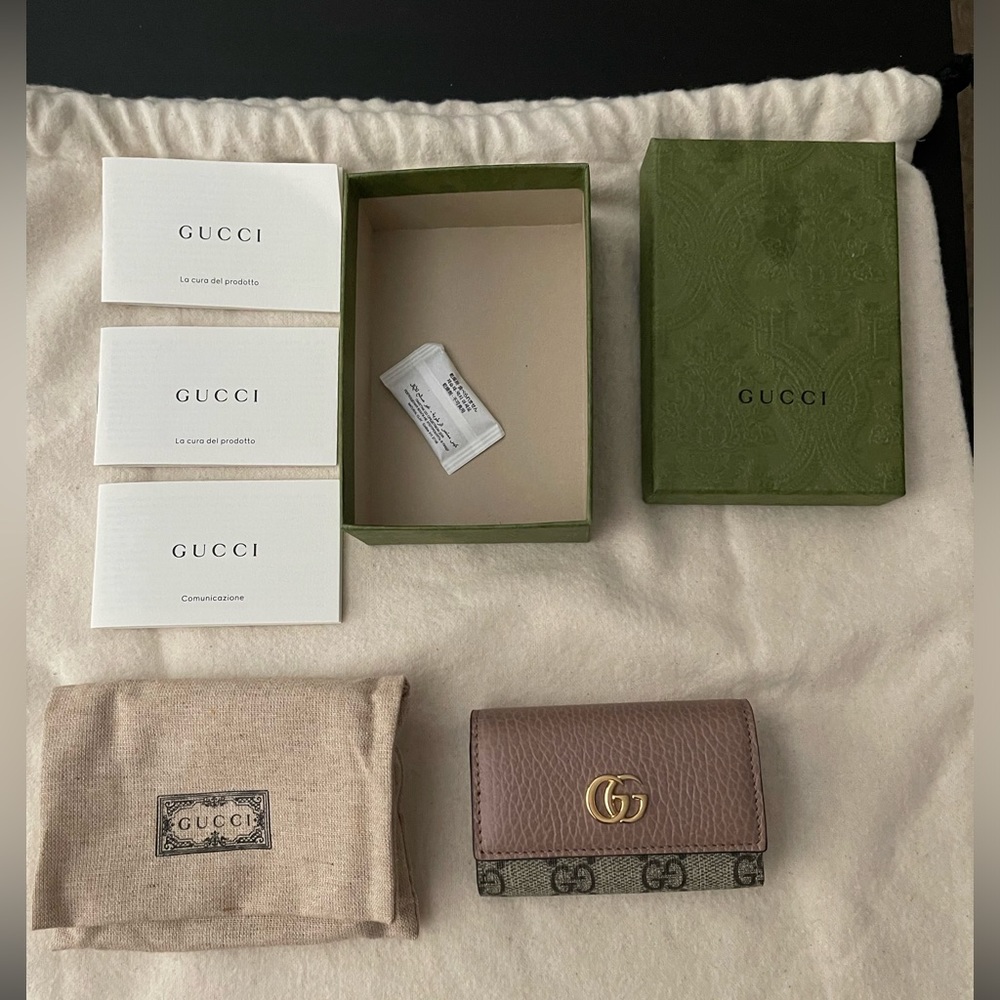Gucci - GG Marmont Leather Key Case - Dusty Pink/Beige
